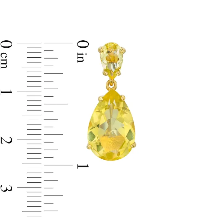 Earrings PearShaped Lime Quartz Double Teardrop Earrings in Sterling Silver with 10K Gold Plate Goldia Earrings PearShaped Lime Quartz Double Teardrop Earrings in Sterling Silver with 10K Gold Plate Goldia