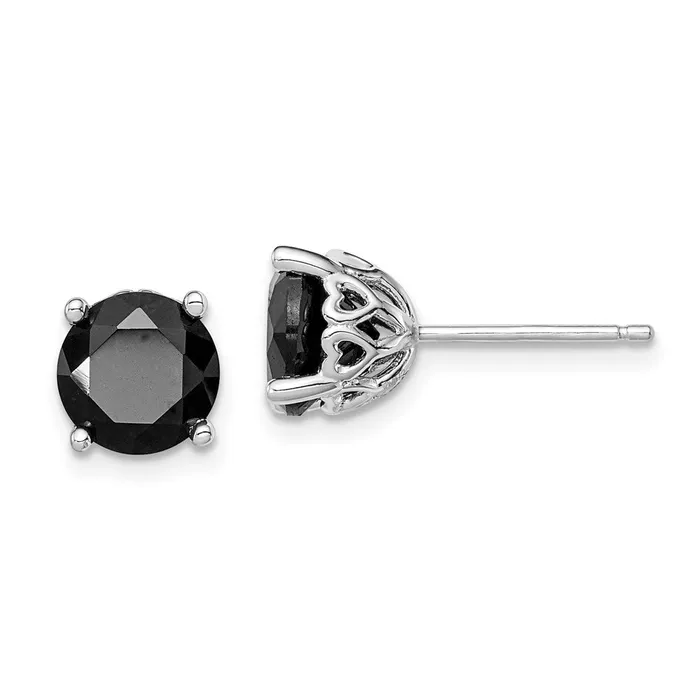 Earrings Sterling Silver Rhodiumplated Black Sapphire Post Earrings Goldia