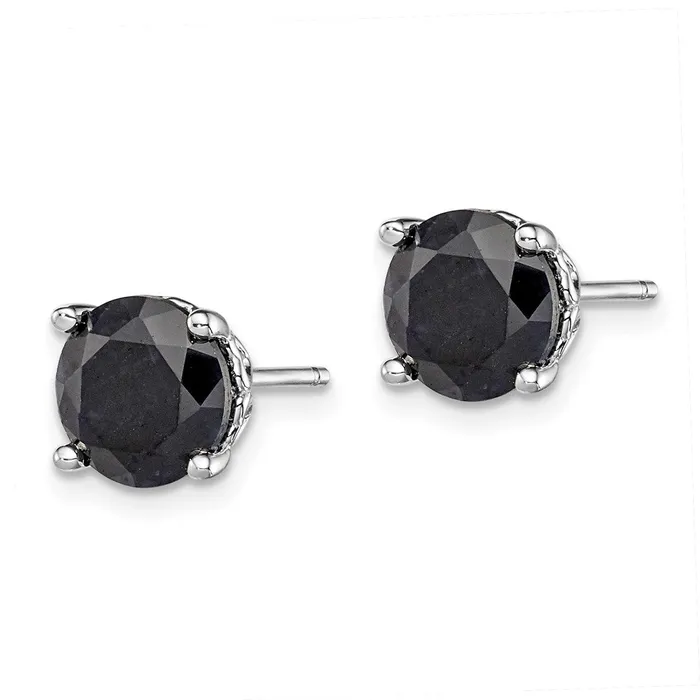Earrings Sterling Silver Rhodiumplated Black Sapphire Post Earrings Goldia