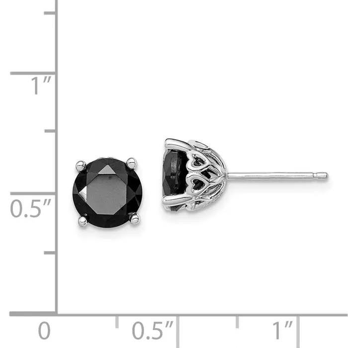 Earrings Sterling Silver Rhodiumplated Black Sapphire Post Earrings Goldia