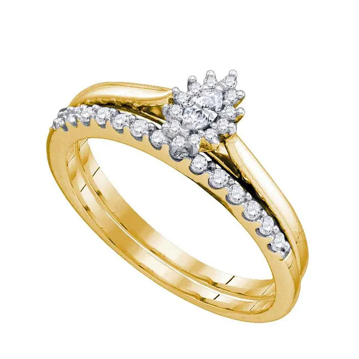 gndatlanta 10k Yellow Gold Marquise Diamond Bridal Wedding Ring Set 14 Cttw Rings