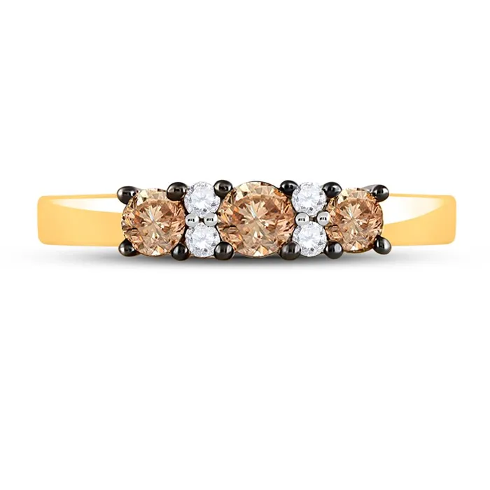 gndatlanta 10k Yellow Gold Round Brown Diamond Band Ring 12 Cttw Rings