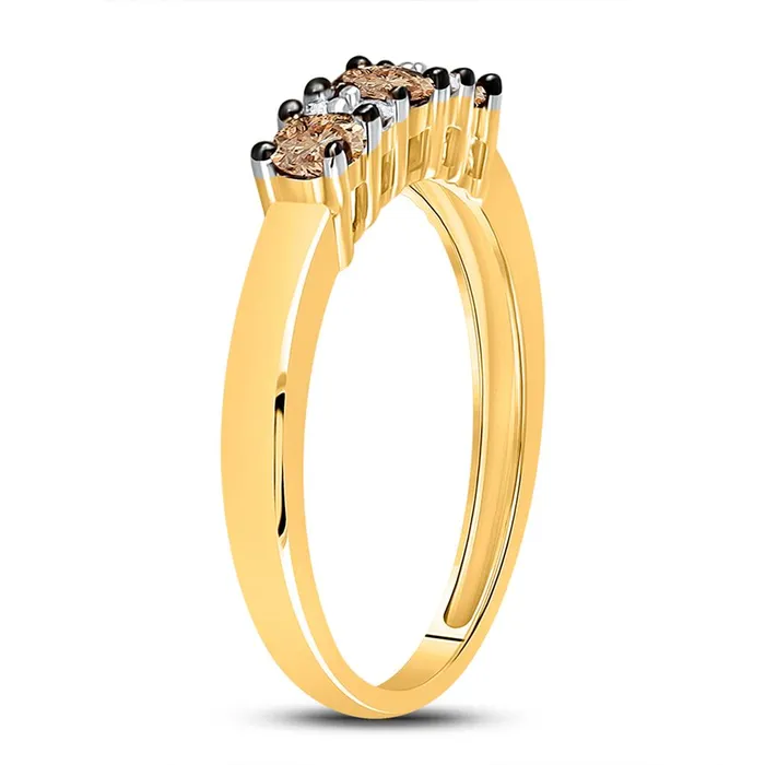 gndatlanta 10k Yellow Gold Round Brown Diamond Band Ring 12 Cttw Rings