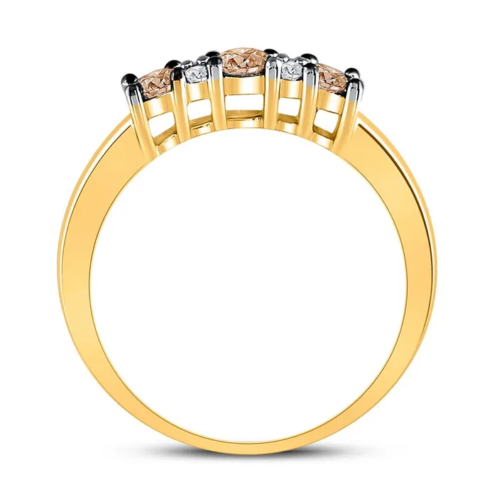 gndatlanta 10k Yellow Gold Round Brown Diamond Band Ring 12 Cttw Rings