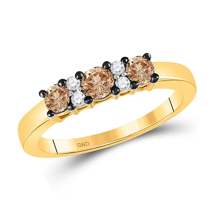gndatlanta 10k Yellow Gold Round Brown Diamond Band Ring 12 Cttw Rings