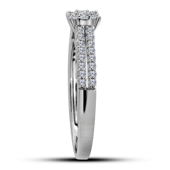 gndatlanta 14k White Gold Round Diamond Cluster Bridal Engagement Ring 13 Cttw Rings gndatlanta 14k White Gold Round Diamond Cluster Bridal Engagement Ring 13 Cttw Rings