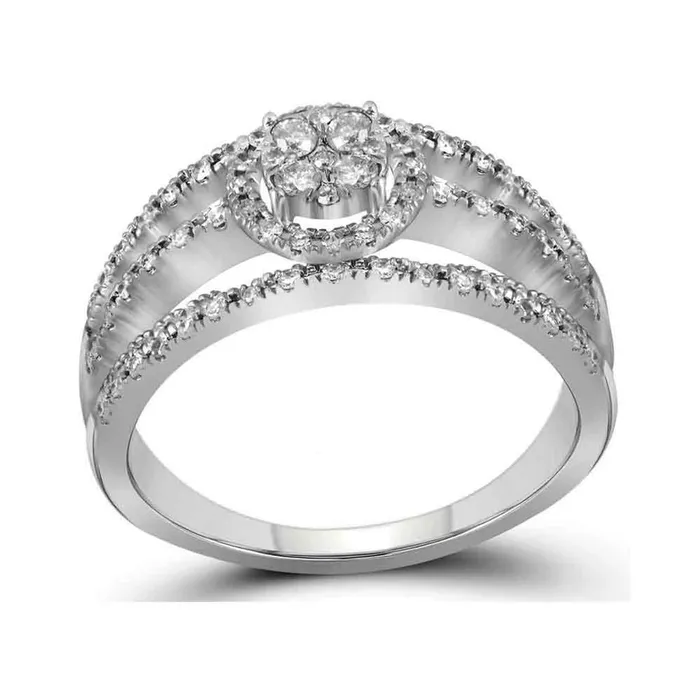 gndatlanta 14k White Gold Round Diamond Cluster Bridal Engagement Ring 13 Cttw Rings