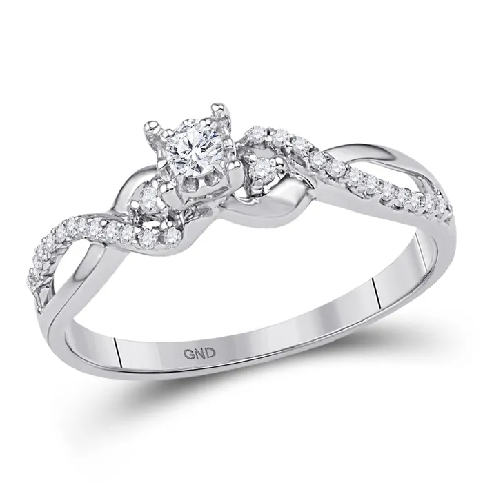 gndatlanta 14k White Gold Round Diamond Solitaire Crossover Promise Ring 14 Cttw Rings gndatlanta 14k White Gold Round Diamond Solitaire Crossover Promise Ring 14 Cttw Rings