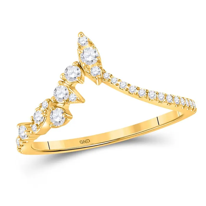gndatlanta 14k Yellow Gold Round Diamond Marquise Dot Chevron Band Ring 13 Cttw Rings gndatlanta 14k Yellow Gold Round Diamond Marquise Dot Chevron Band Ring 13 Cttw Rings