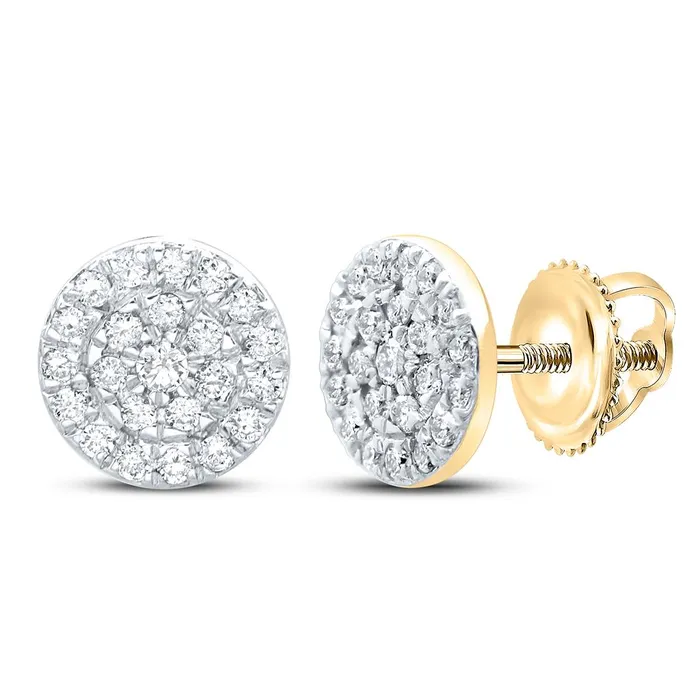 gndatlanta Earrings 10k Yellow Gold Round Diamond Cluster Earrings 18 Cttw gndatlanta Earrings 10k Yellow Gold Round Diamond Cluster Earrings 18 Cttw