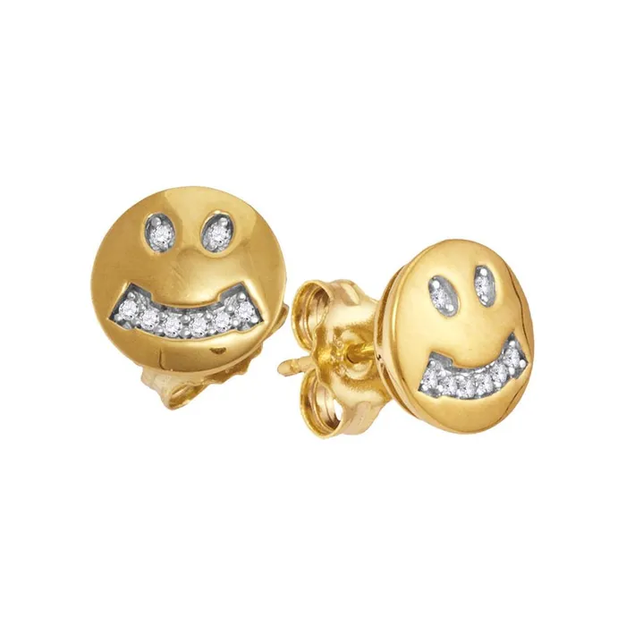 gndatlanta Earrings 10k Yellow Gold Round Diamond Smiley Face Earrings 120 Cttw gndatlanta Earrings 10k Yellow Gold Round Diamond Smiley Face Earrings 120 Cttw