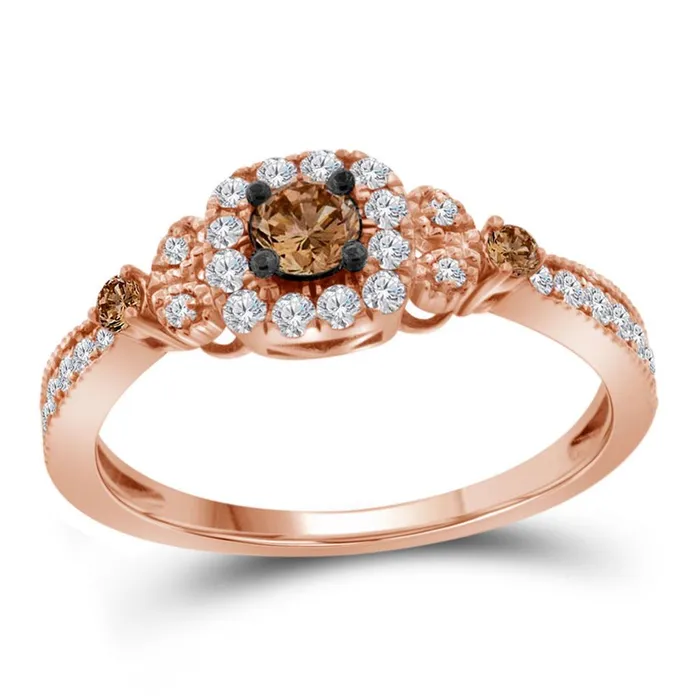 gndatlanta Rings 10k Rose Gold Round Brown Diamond Solitaire Ring 12 Cttw gndatlanta Rings 10k Rose Gold Round Brown Diamond Solitaire Ring 12 Cttw