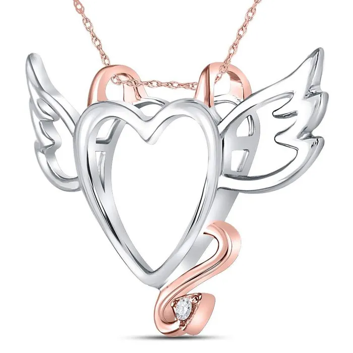 gndatlanta Rings 10k Twotone Gold Round Diamond Devil Naughty Heart Pendant 01 Cttw