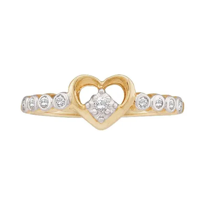 gndatlanta Rings 10k Yellow Gold Round Diamond Slender Heart Ring 110 Cttw gndatlanta Rings 10k Yellow Gold Round Diamond Slender Heart Ring 110 Cttw