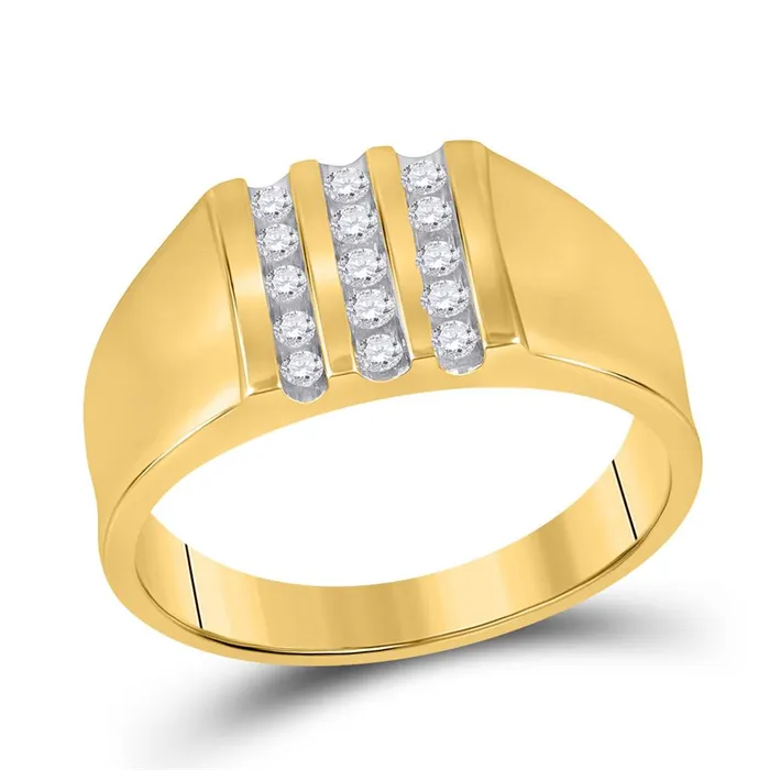 gndatlanta Rings 10kt Yellow Gold Round Channelset Diamond Triple Row Wedding Band Ring 14 Cttw gndatlanta Rings 10kt Yellow Gold Round Channelset Diamond Triple Row Wedding Band Ring 14 Cttw