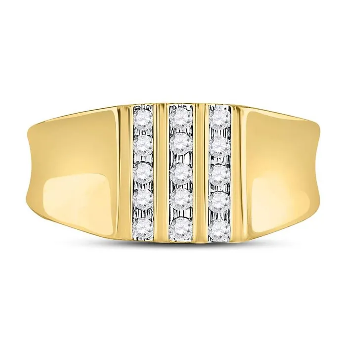gndatlanta Rings 10kt Yellow Gold Round Channelset Diamond Triple Row Wedding Band Ring 14 Cttw