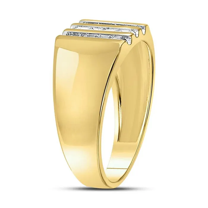 gndatlanta Rings 10kt Yellow Gold Round Channelset Diamond Triple Row Wedding Band Ring 14 Cttw