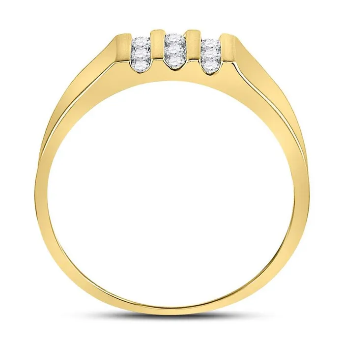 gndatlanta Rings 10kt Yellow Gold Round Channelset Diamond Triple Row Wedding Band Ring 14 Cttw