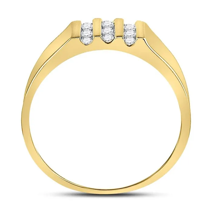 gndatlanta Rings 10kt Yellow Gold Round Channelset Diamond Triple Row Wedding Band Ring 14 Cttw