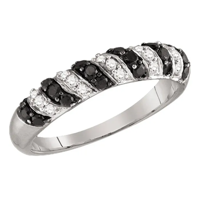 gndatlanta Rings 14k White Gold Round Black Diamond Band Ring 12 Cttw