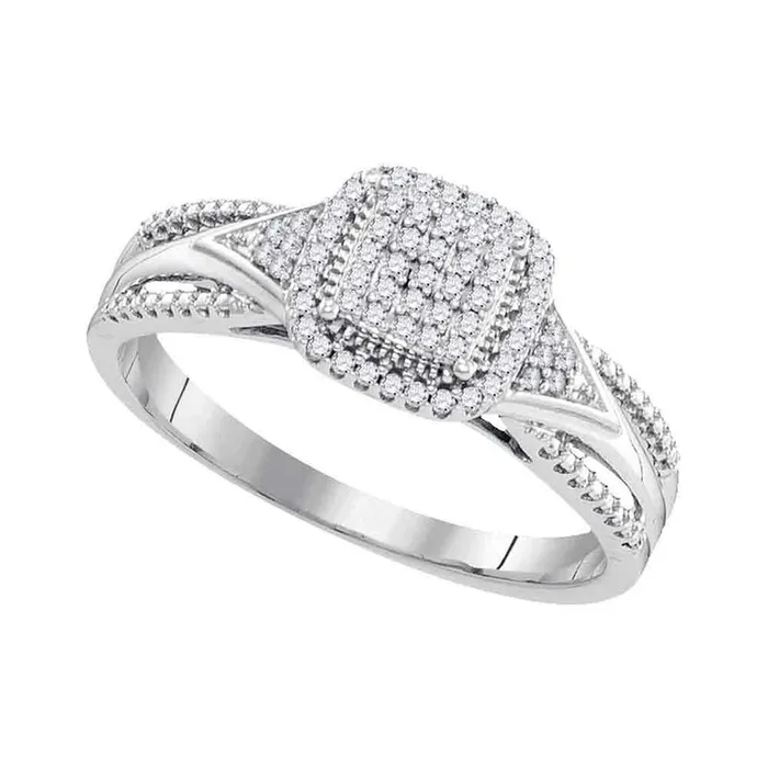 gndatlanta Rings 14k White Gold Round Diamond Square Cluster Bridal Engagement Ring 16 Cttw gndatlanta Rings 14k White Gold Round Diamond Square Cluster Bridal Engagement Ring 16 Cttw