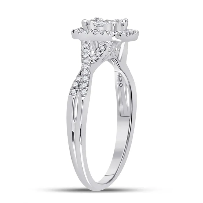 gndatlanta Rings 14k White Gold Round Diamond Square Cluster Ring 12 Cttw