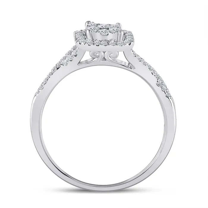 gndatlanta Rings 14k White Gold Round Diamond Square Cluster Ring 12 Cttw