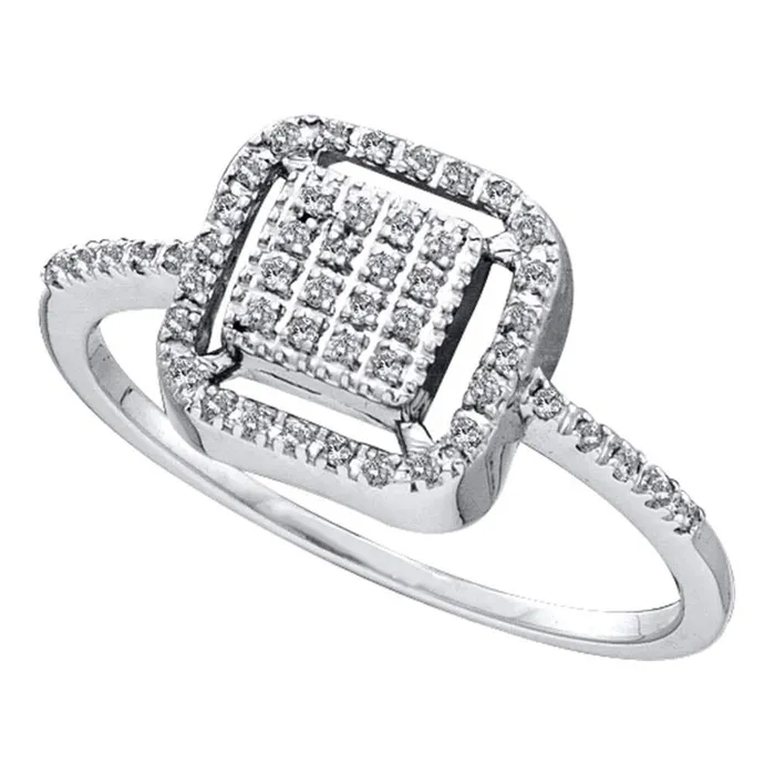 gndatlanta Rings 14k White Gold Round Diamond Square Cluster Ring 18 Cttw gndatlanta Rings 14k White Gold Round Diamond Square Cluster Ring 18 Cttw