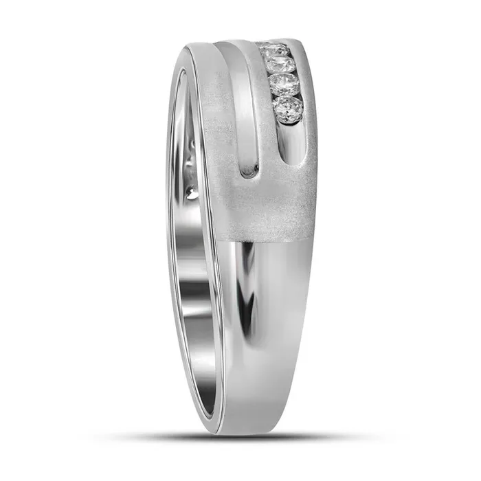 gndatlanta Rings 14k White Gold Round Diamond Wedding Band Ring 1 Cttw