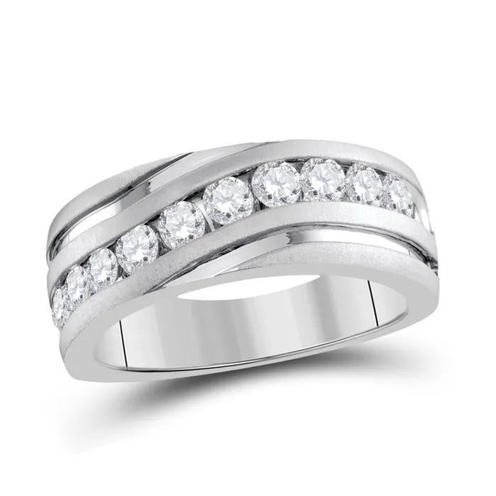 gndatlanta Rings 14k White Gold Round Diamond Wedding Band Ring 1 Cttw