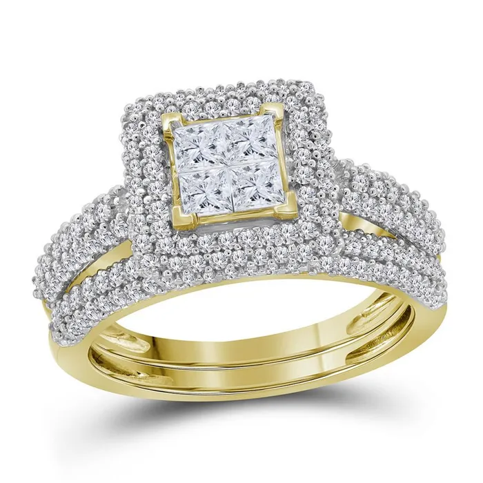 gndatlanta Rings 14k Yellow Gold Princess Diamond Bridal Wedding Ring Set 114 Cttw gndatlanta Rings 14k Yellow Gold Princess Diamond Bridal Wedding Ring Set 114 Cttw