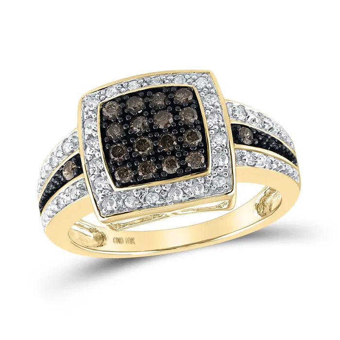 gndatlanta Rings 14k Yellow Gold Round Brown Diamond Cluster Ring 12 Cttw gndatlanta Rings 14k Yellow Gold Round Brown Diamond Cluster Ring 12 Cttw