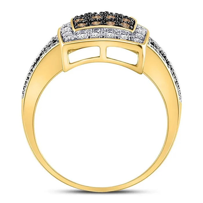 gndatlanta Rings 14k Yellow Gold Round Brown Diamond Cluster Ring 12 Cttw