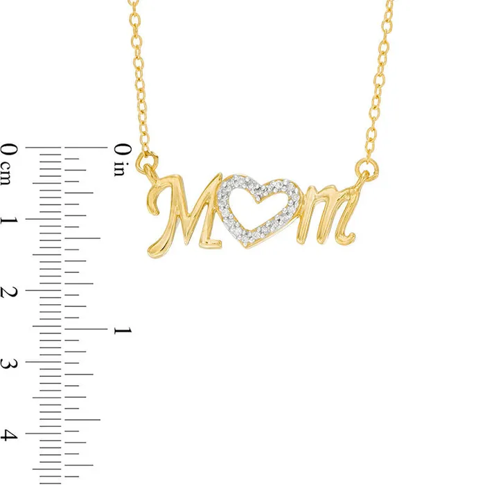 Goldia 01 CT TW Natural Diamond Mom Heart Necklace in Sterling Silver with Yellow Rhodium Necklaces Goldia 01 CT TW Natural Diamond Mom Heart Necklace in Sterling Silver with Yellow Rhodium Necklaces