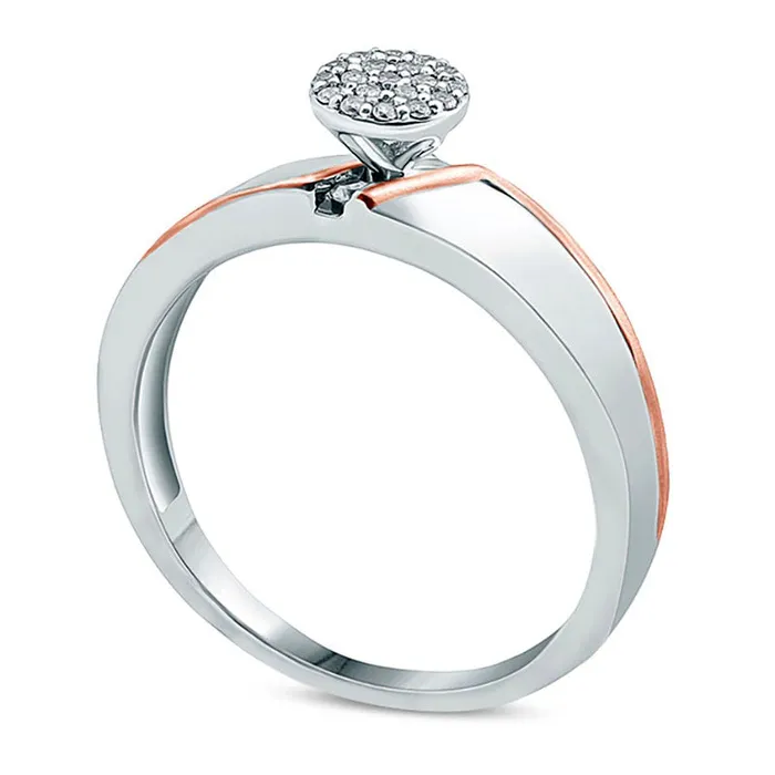 Goldia 013 CT TW Composite Natural Diamond Slant Bypass Stripe Engagement Ring in Solid 10K TwoTone Gold Rings Goldia 013 CT TW Composite Natural Diamond Slant Bypass Stripe Engagement Ring in Solid 10K TwoTone Gold Rings