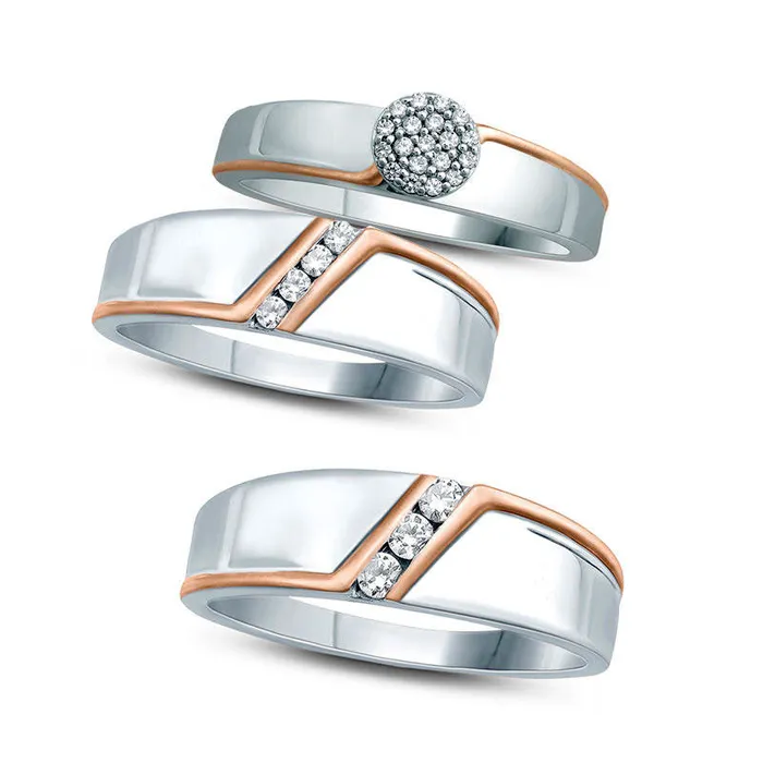 Goldia 013 CT TW Composite Natural Diamond Slant Bypass Stripe Engagement Ring in Solid 10K TwoTone Gold Rings Goldia 013 CT TW Composite Natural Diamond Slant Bypass Stripe Engagement Ring in Solid 10K TwoTone Gold Rings