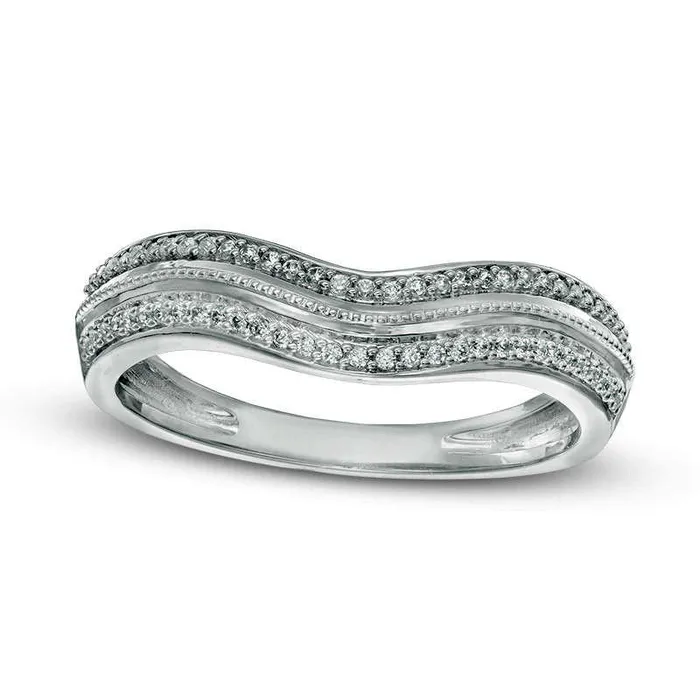 Goldia 013 CT TW Natural Diamond Antique VintageStyle Contour Wedding Band in Solid 10K White Gold Rings Goldia 013 CT TW Natural Diamond Antique VintageStyle Contour Wedding Band in Solid 10K White Gold Rings