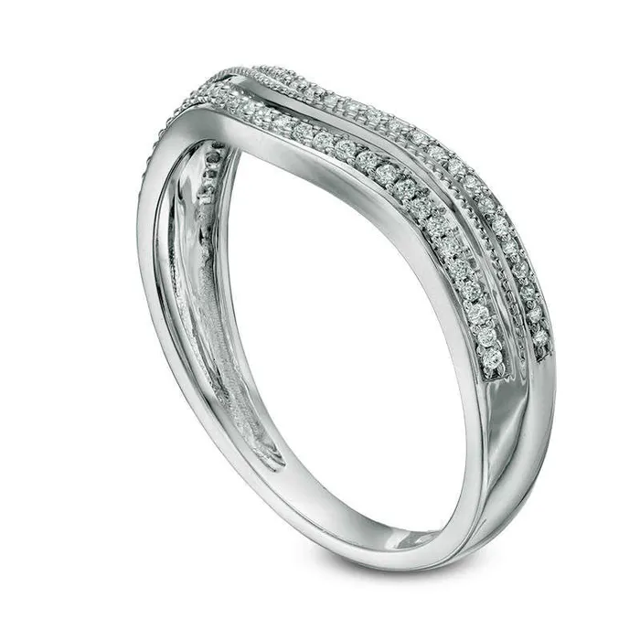 Goldia 013 CT TW Natural Diamond Antique VintageStyle Contour Wedding Band in Solid 10K White Gold Rings Goldia 013 CT TW Natural Diamond Antique VintageStyle Contour Wedding Band in Solid 10K White Gold Rings