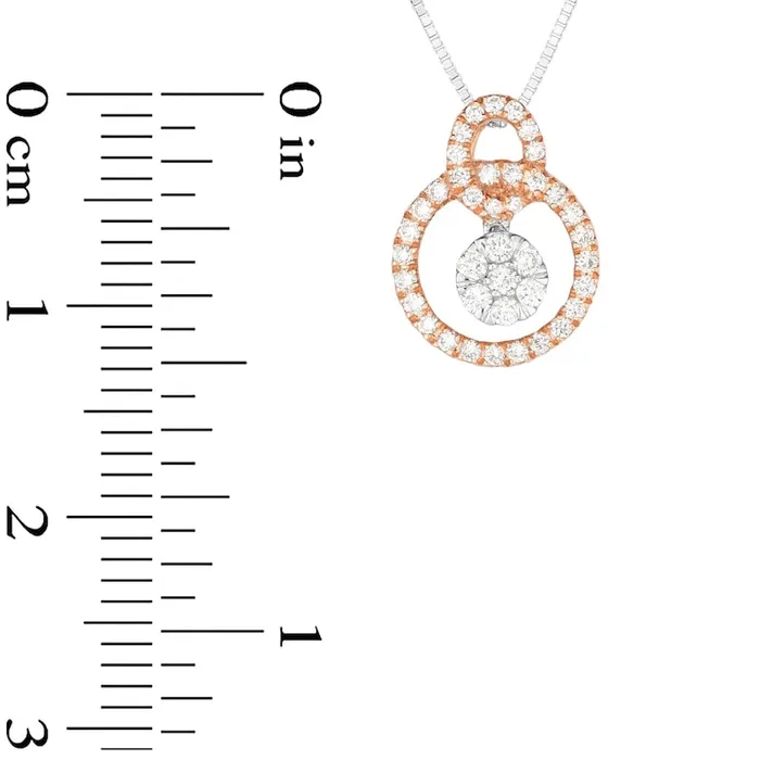 Goldia 02 CT TW Composite Natural Diamond Double Circle Pendant in 10K TwoTone Gold Necklaces Goldia 02 CT TW Composite Natural Diamond Double Circle Pendant in 10K TwoTone Gold Necklaces