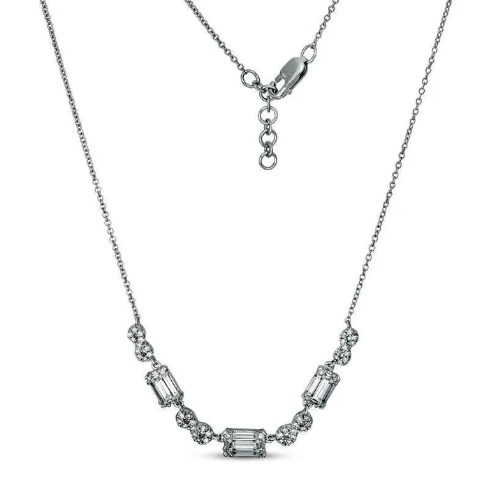 Goldia 075 CT TW Composite Natural Diamond Alternating Infinity Necklace in 10K White Gold Necklaces Goldia 075 CT TW Composite Natural Diamond Alternating Infinity Necklace in 10K White Gold Necklaces