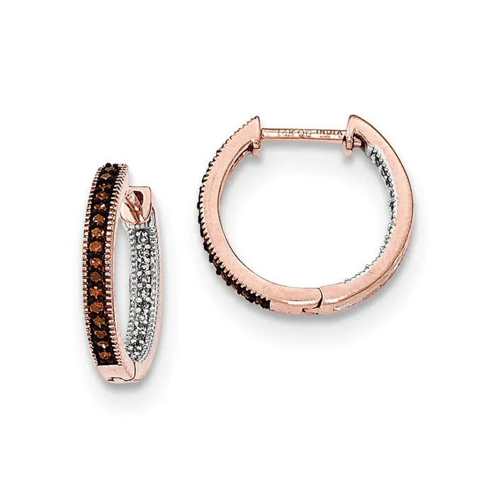 Goldia 14K Rose Gold 23mm In u0026 Out Real Diamond Hinged Hoop Earrings Earrings Goldia 14K Rose Gold 23mm In u0026 Out Real Diamond Hinged Hoop Earrings Earrings