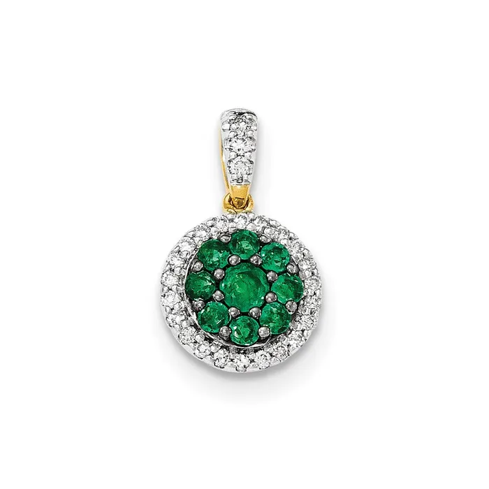 Goldia 14k Twotone Gold Real Diamond and Emerald Pendant Rings