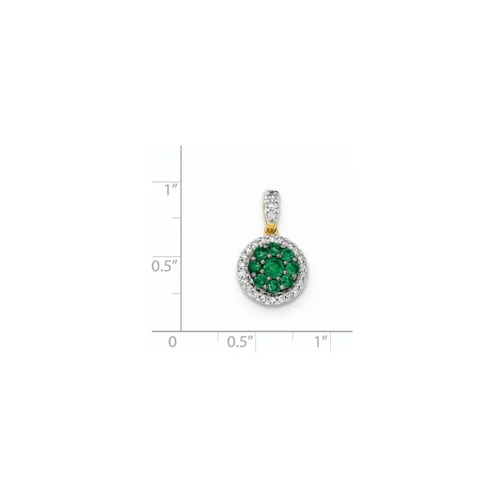 Goldia 14k Twotone Gold Real Diamond and Emerald Pendant Rings