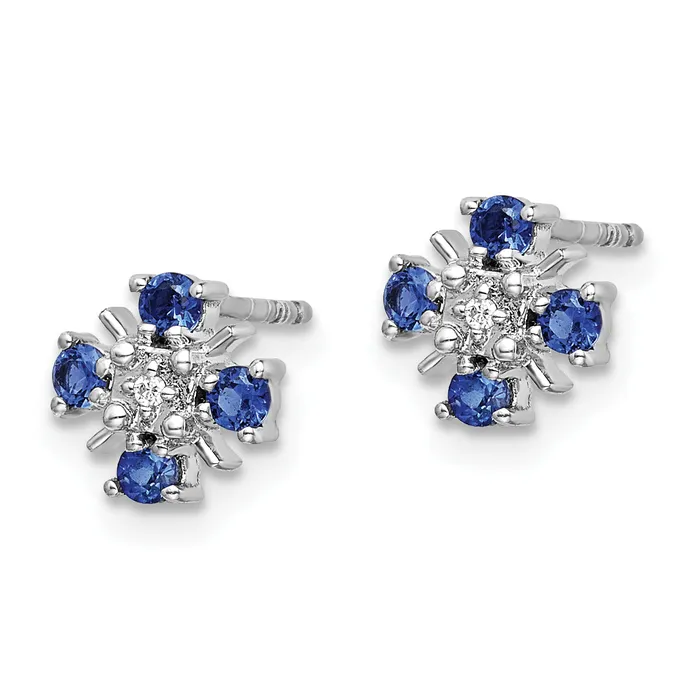Goldia 14k White Gold 01 Ct Lab Grown Diamond VSSI G and Created Sapphire Post Earrings Earrings
