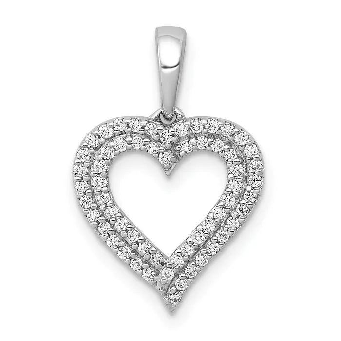 Goldia 14k White Gold 14 Ct Lab Grown Diamond VSSI G Double Row Heart Pendant Necklaces Goldia 14k White Gold 14 Ct Lab Grown Diamond VSSI G Double Row Heart Pendant Necklaces