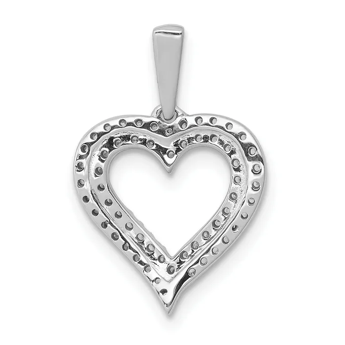 Goldia 14k White Gold 14 Ct Lab Grown Diamond VSSI G Double Row Heart Pendant Necklaces