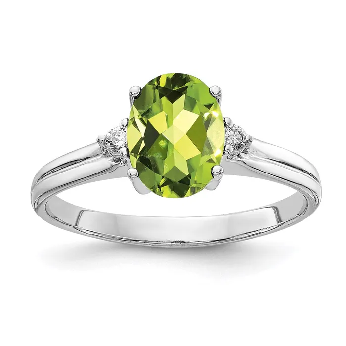 Goldia 14k White Gold 8x6mm Oval Peridot A Real Diamond ring Rings