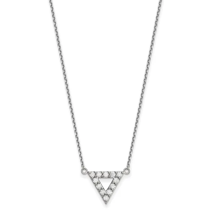 Goldia 14k White Gold AA Quality Real Diamond 13mm Triangle Necklace Necklaces