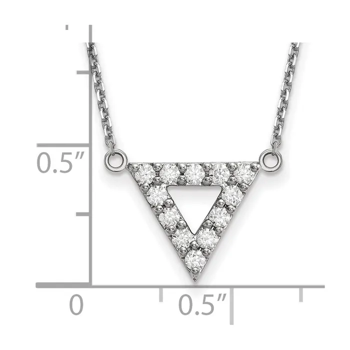 Goldia 14k White Gold AA Quality Real Diamond 13mm Triangle Necklace Necklaces