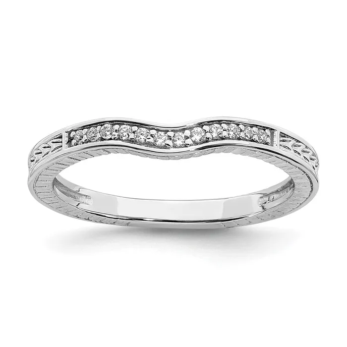 Goldia 14k White Gold Contoured Real Diamond Band Rings